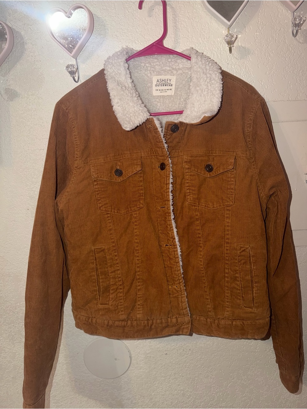 Ashley Outerwear Women's Brown Corduroy Sherpa Jacket